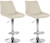 2 ks / set barová židle Toni syntetická kůže, chrom, krémová