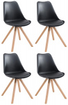 4 ks / set židle Tomse syntetická kůže, přírodní podnož / podnož hranatá, černá